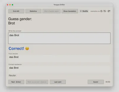Correct gender answer